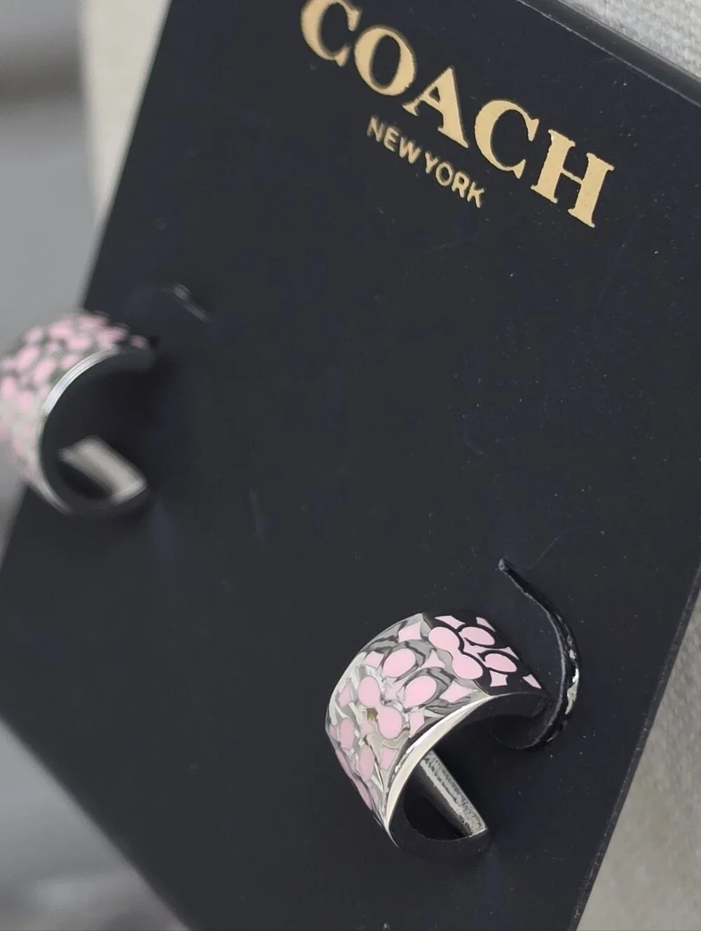 COACH Signature Enamel Huggie Earrings - Picture 4 of 6